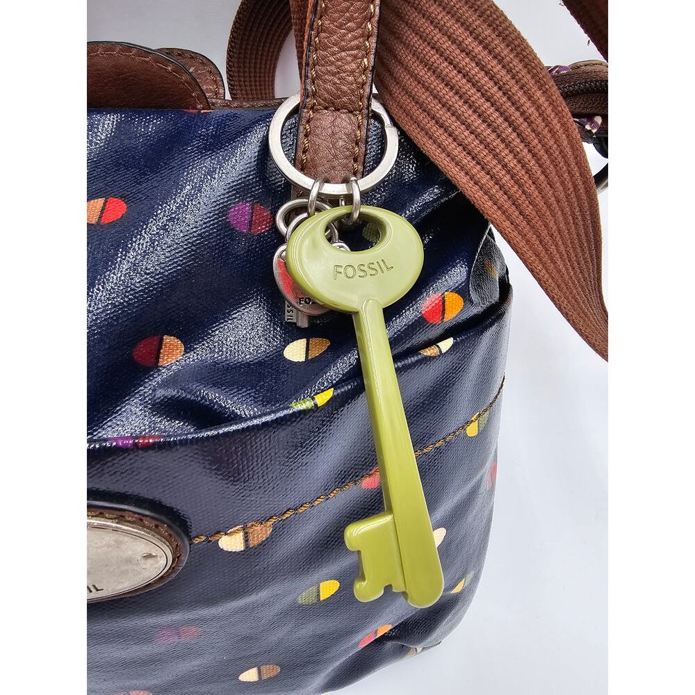 Fossil Women's Keyper Navy Blue Coated Canvas Purse - Picture 3 of 14